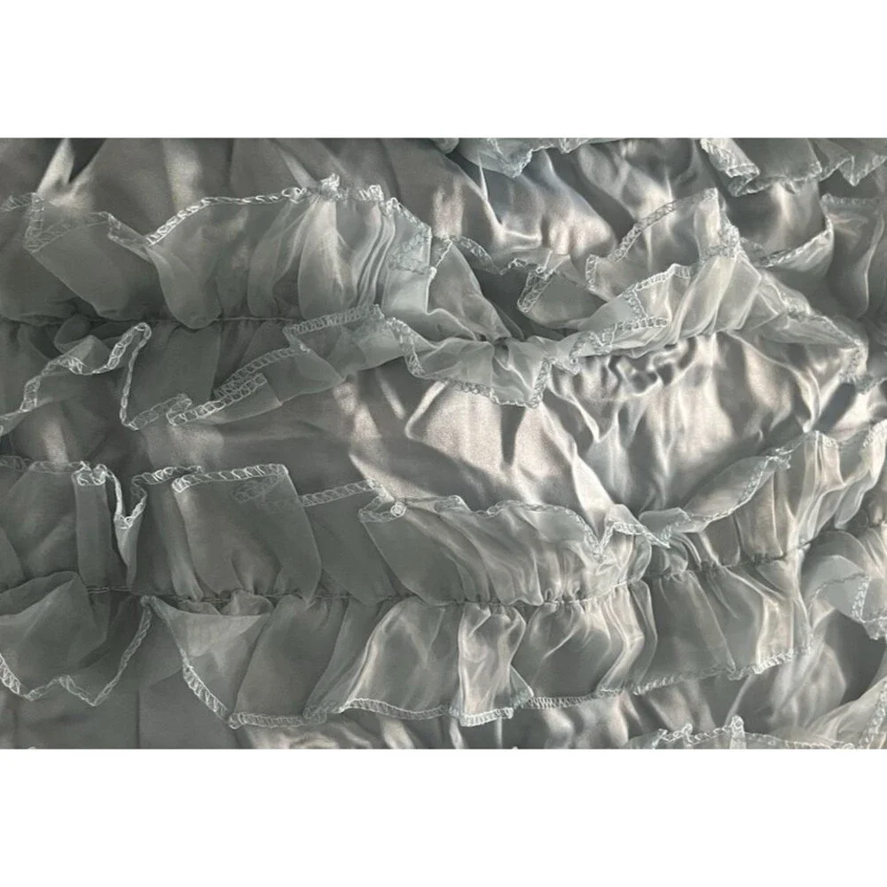Vintage 80's Harlow Fabric Ruffled Shower Curtain blue 72